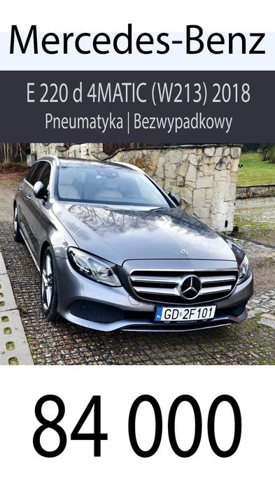 Mercedes-Benz Klasa E Mercedes-Benz E 220 d 4MATIC (W213) 2018 | Pneumatyka | Bezwypadkow