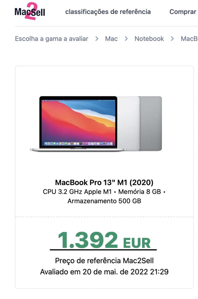 OPORTUNIDADE - MacBook Pro 13" M1 CPU 3.2 GHz Apple M1