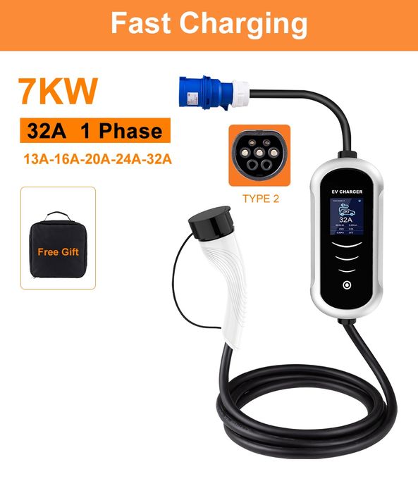 Зарядний пристрій для електромобіля IPENGEN 7kw (кВт) 32A 1-фаза Type