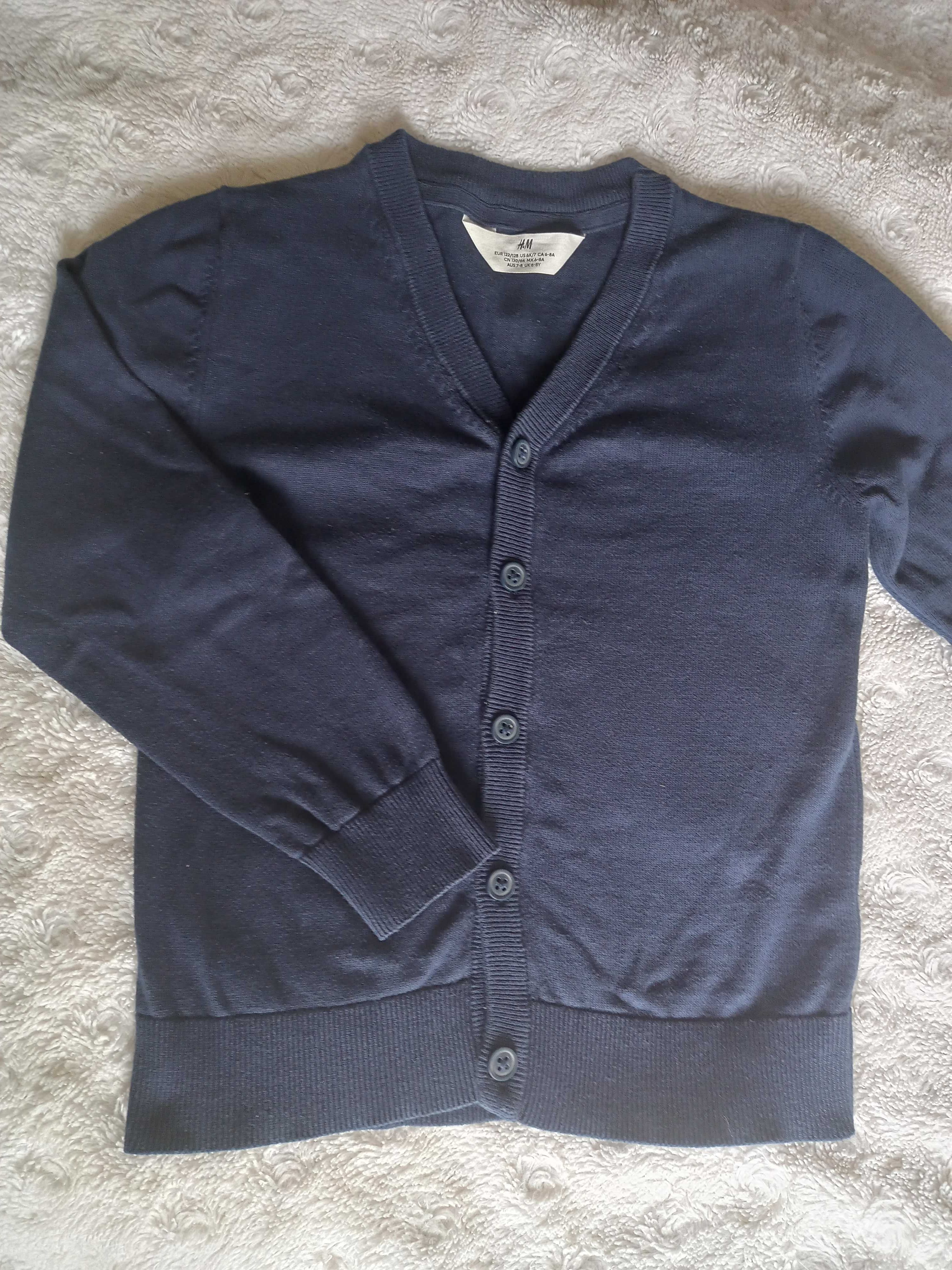 Elegancki sweterek H&M,biała koszula, bluza Reserved 7-8 lat 122-128cm