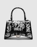 Жіноча сумка Balenciaga Hourglass Small Handbag Graffiti in Black