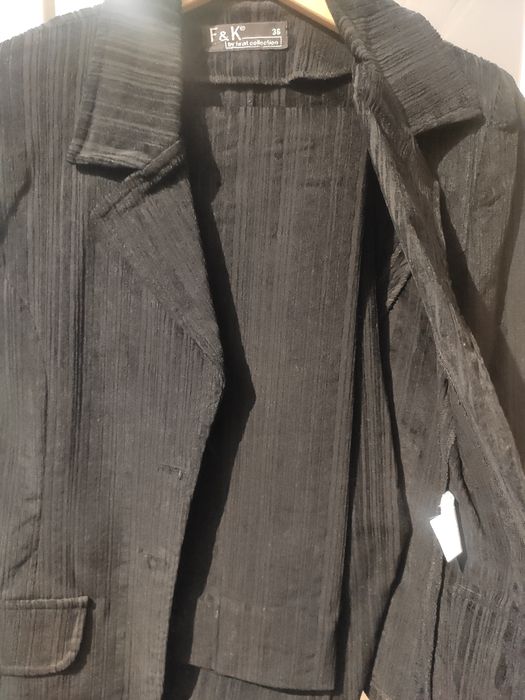 Garnitur damski sztruks czarny marynarka r XS S