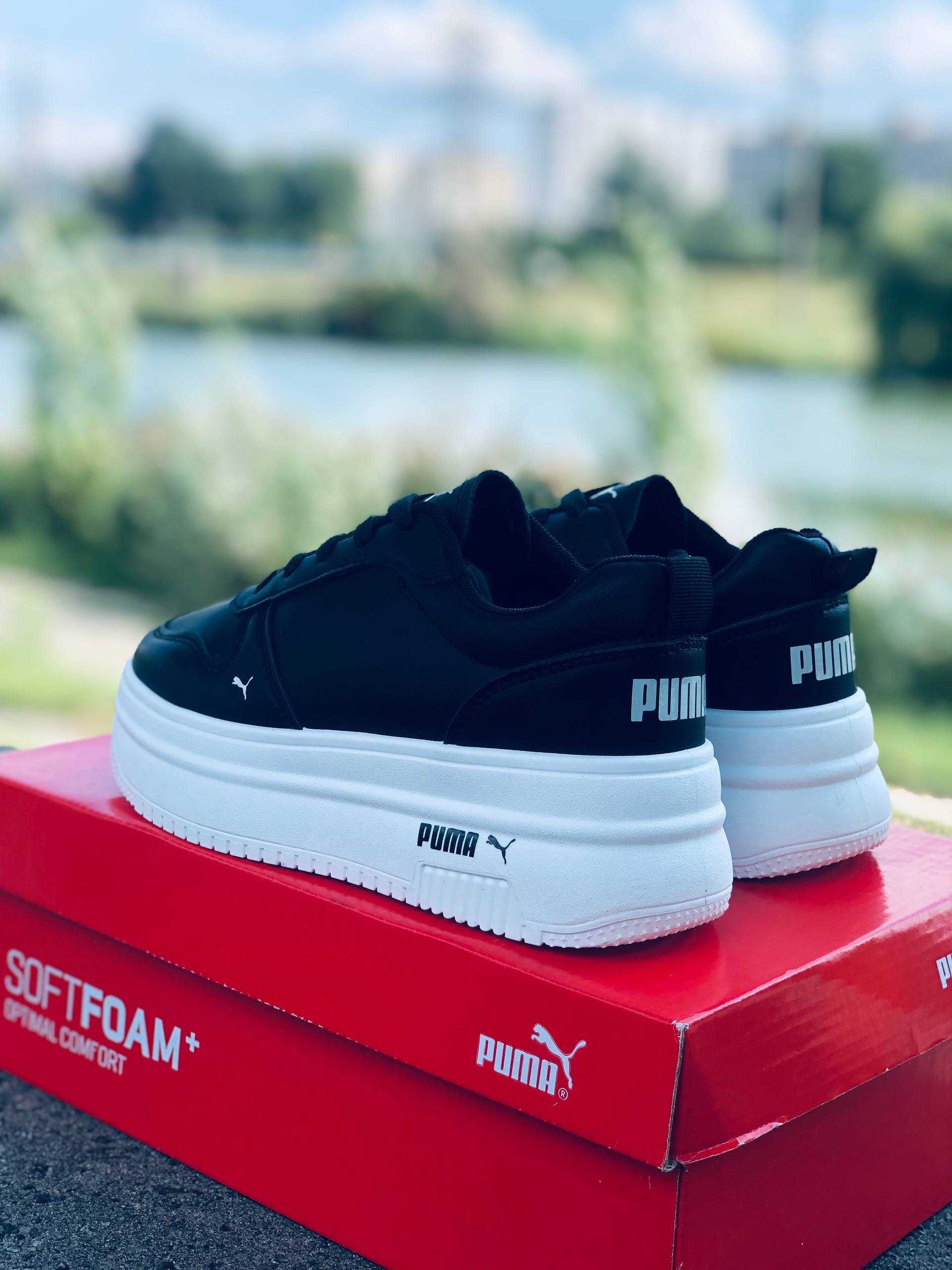 женские черные кроссовки пума на высокой подошве осенние кросовки puma