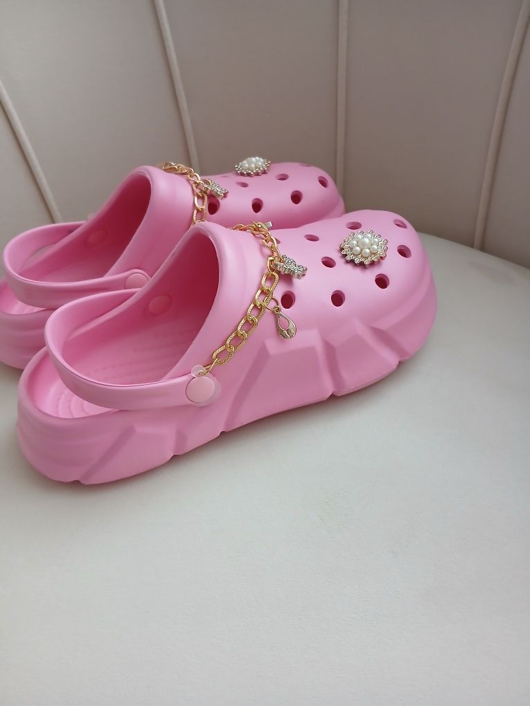 Różowe klapki ala crocsy dla dziewczynki