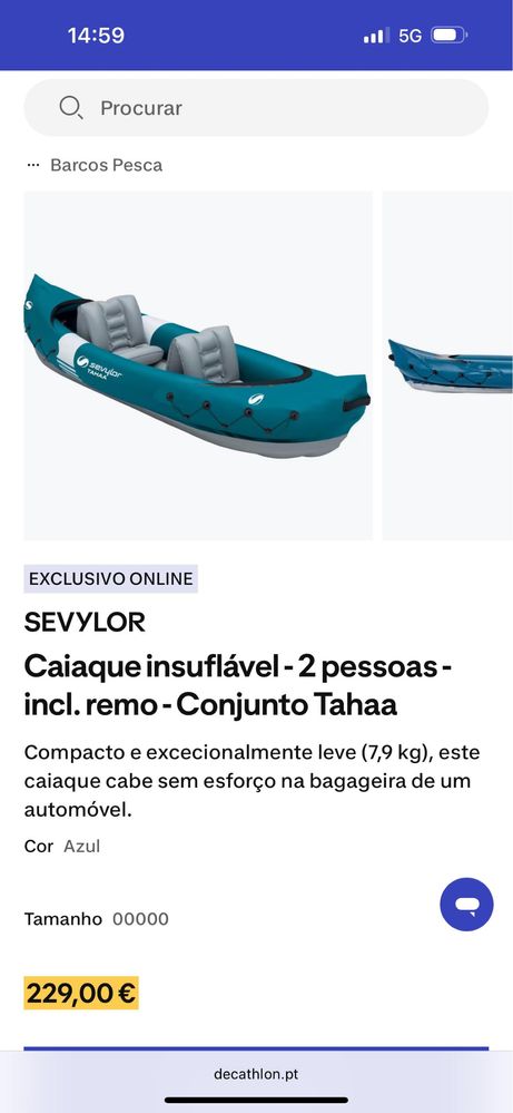 Canoa Kayak (Caiaque) insuflável COMO NOVO