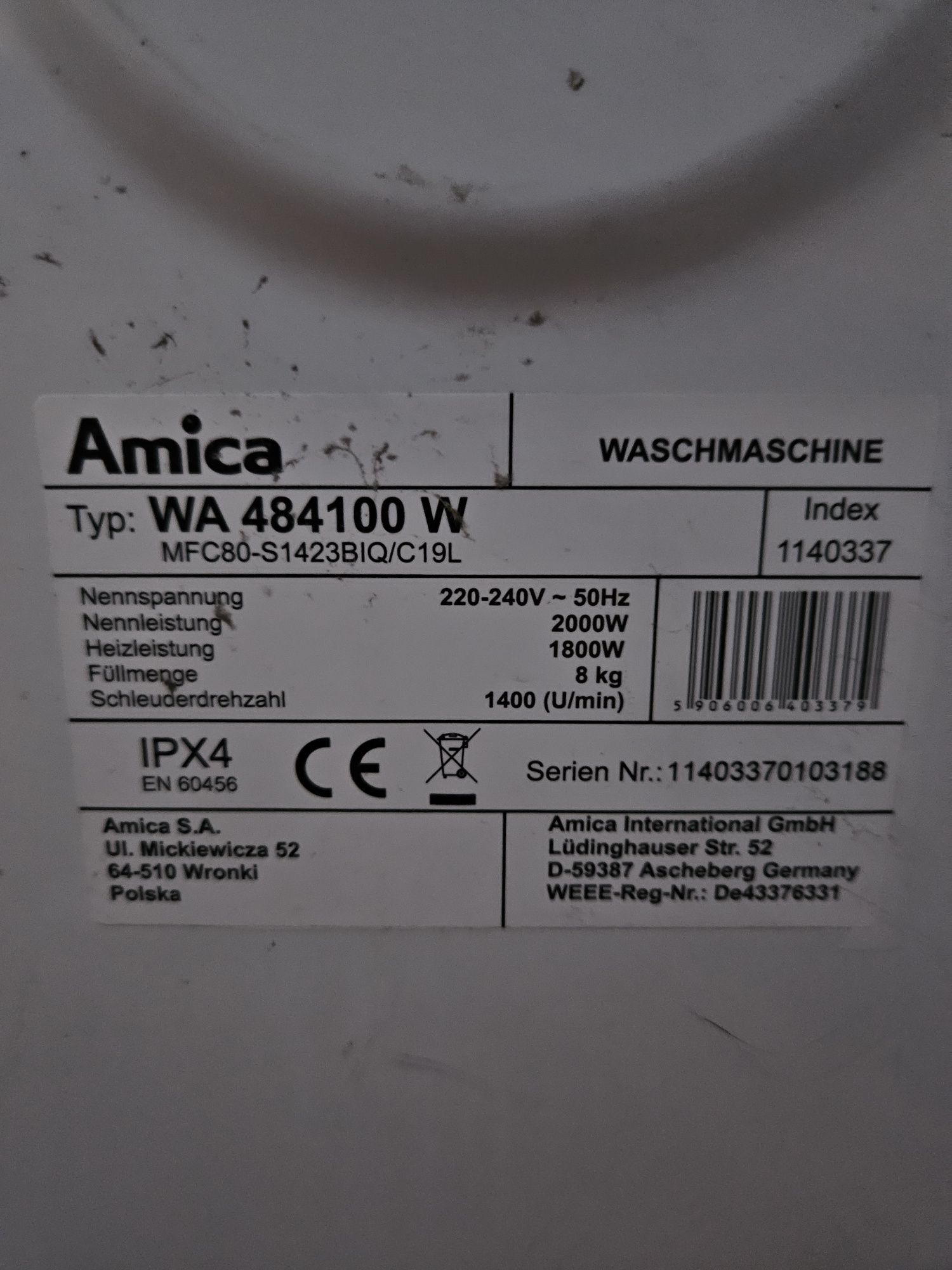 Pralka amica auta.