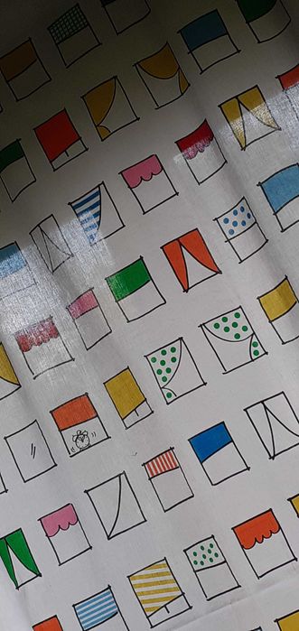 Zasłonki bawełniane krótkie wzór Okna