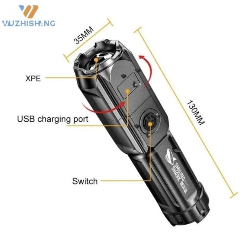 USB Ліхтарик з акумулятором та перезарядкою Фонарик