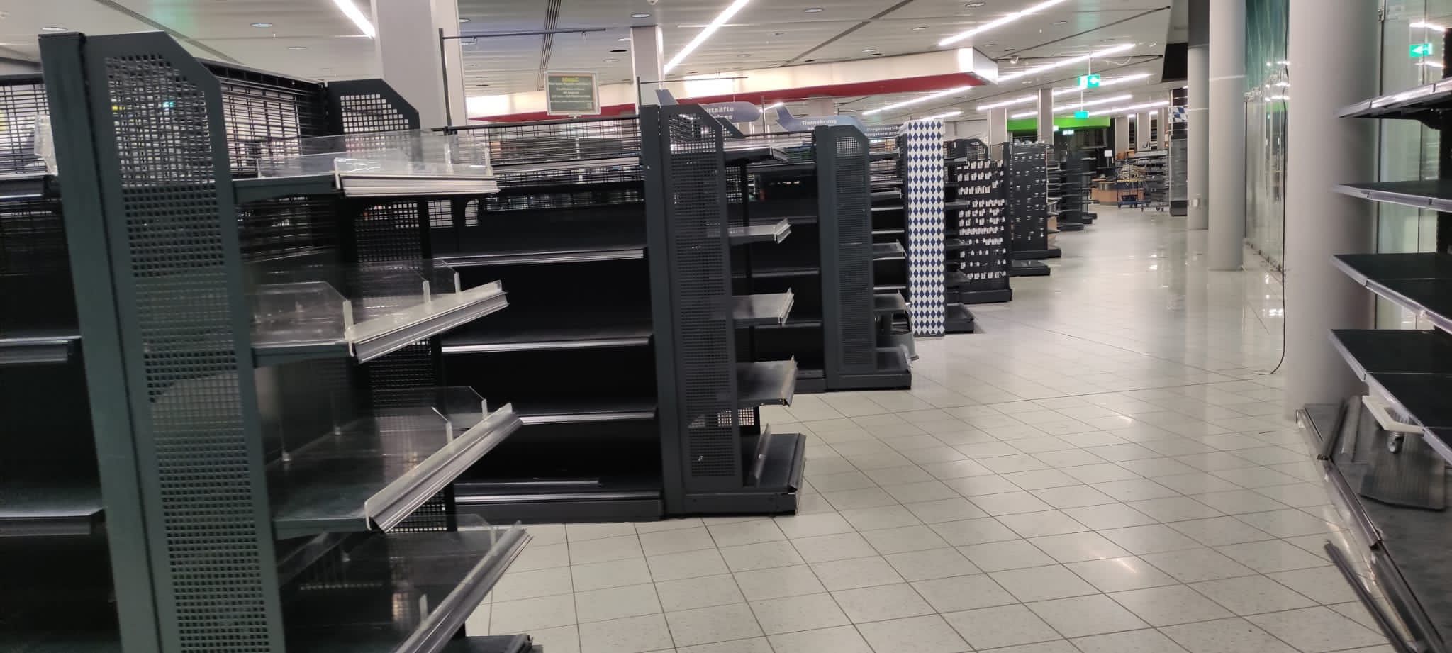 Regał sklepowy przyścienny Antracyt gondola dwustronny metalowy regał