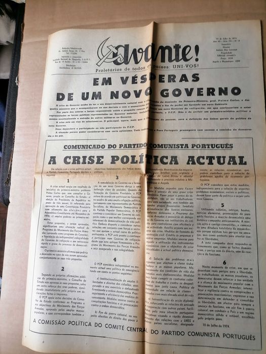 Jornal AVANTE! 12/7/1974 ELEIÇÕES