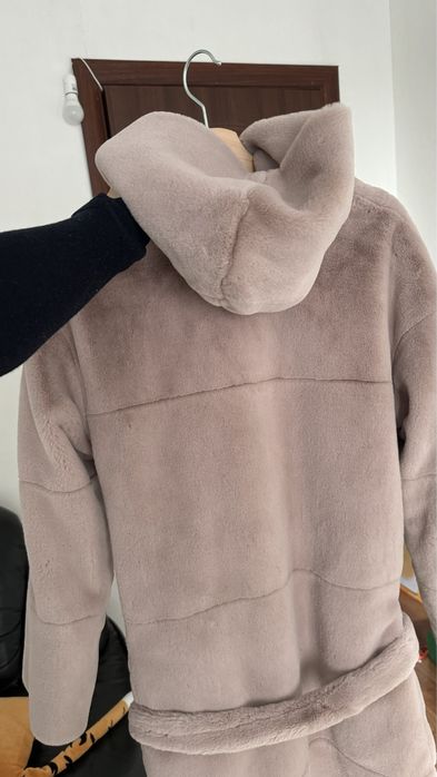 Еко-шуба Samange, колір пудра, розмір S-M