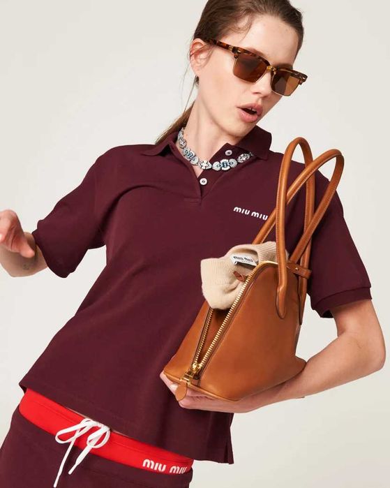 Футболка Miu Miu Cotton Pique Polo Shirt Amaranth Red