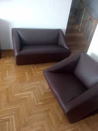 Sofa skórzana dwuosobowa + fotel