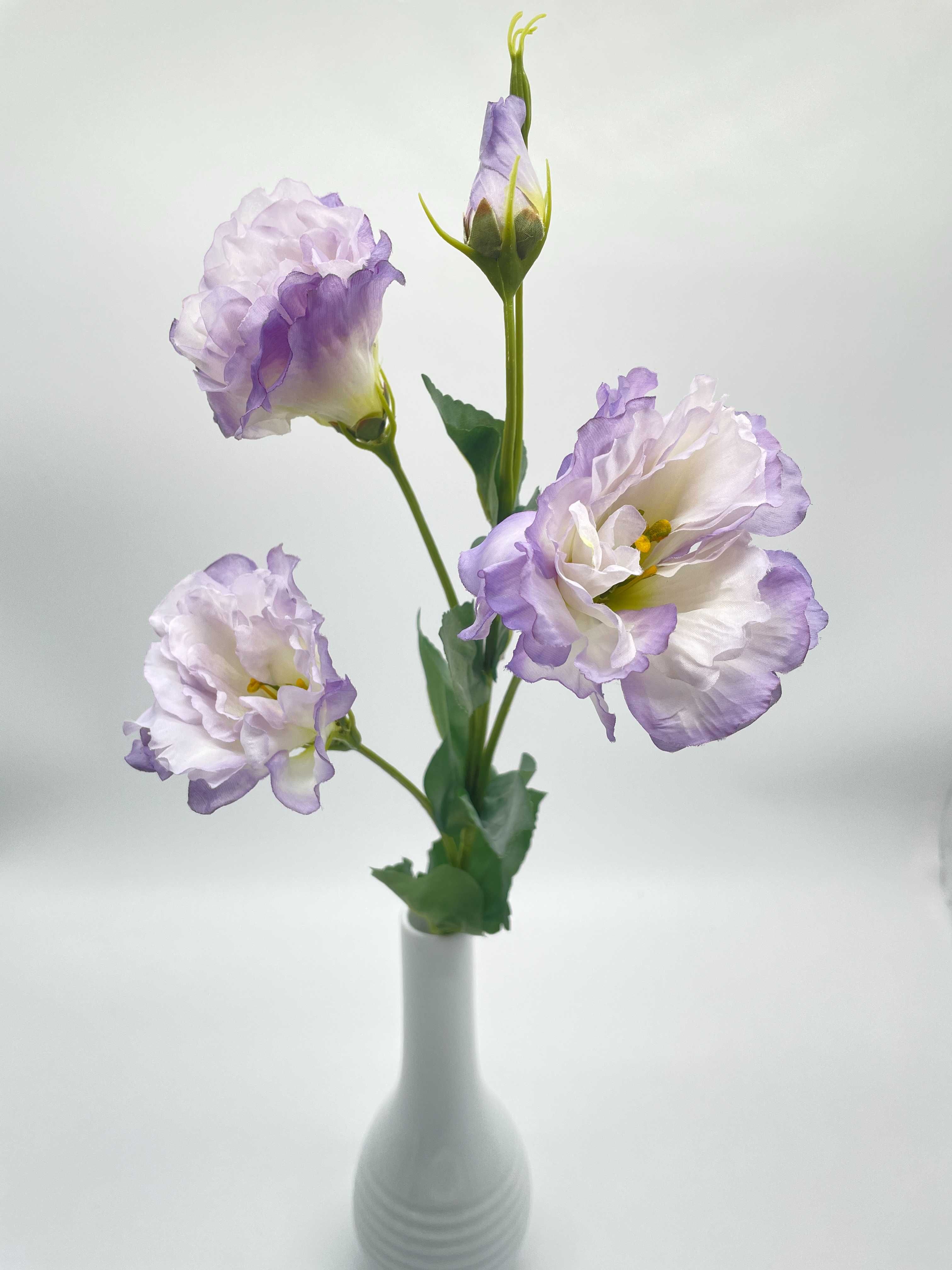 Eustoma Sztuczny Kwiat Wazon 68 cm Jasny Fiolet Gałązka