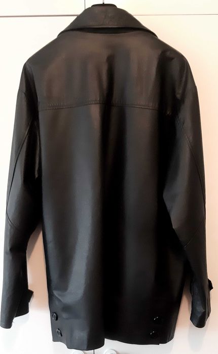 Casaco tipo Peacoat em Cabedal Homem