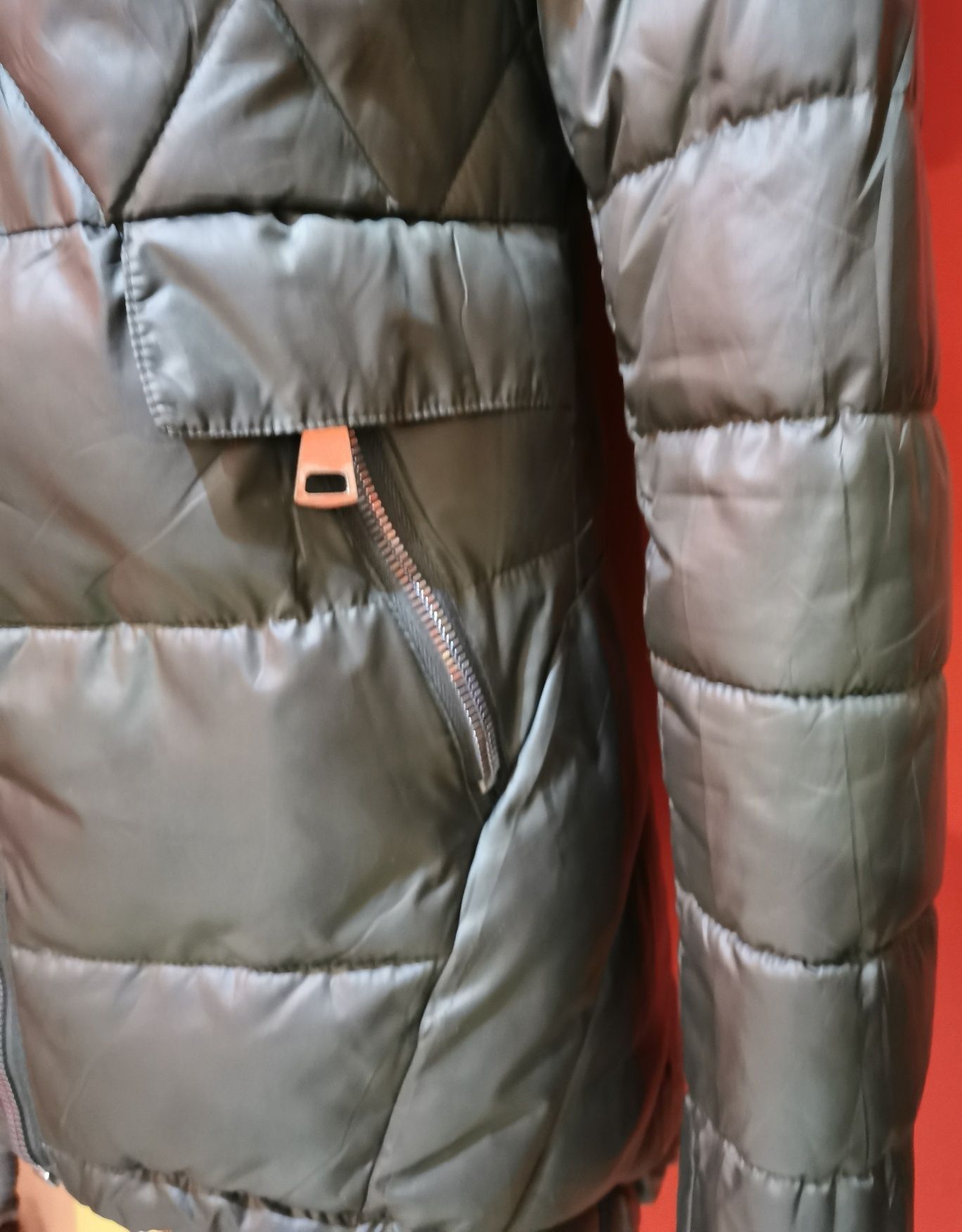 Kurka zielona khaki zamki kieszenie wiosna