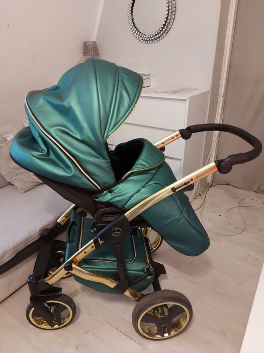 Wozek 3w1 4w1 junama diamond fluo line zielony ekoskora możliwa wysyłk