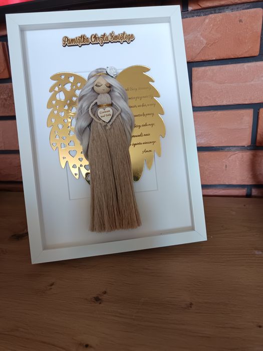 Anioł stróż ,makrama imię prezent komunia chrzest urodziny