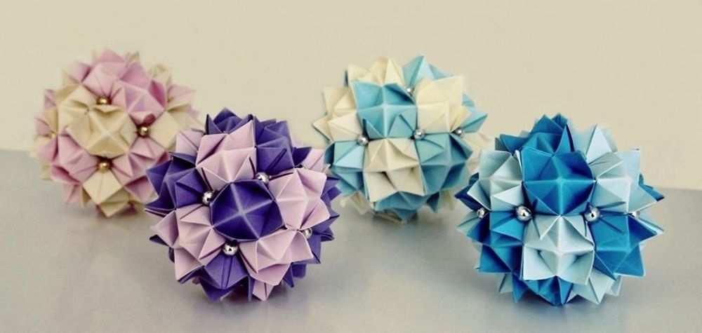 Zestaw 4 kul kolczastych origami modułowe