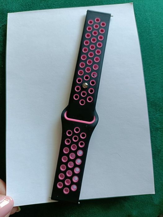 Pasek silikonowy do zegarka 20 mm fuksja czarny miękki teleskopy