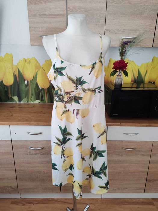Letnia sukienka fashion rozmiar 44 poliester/spandex cytryny