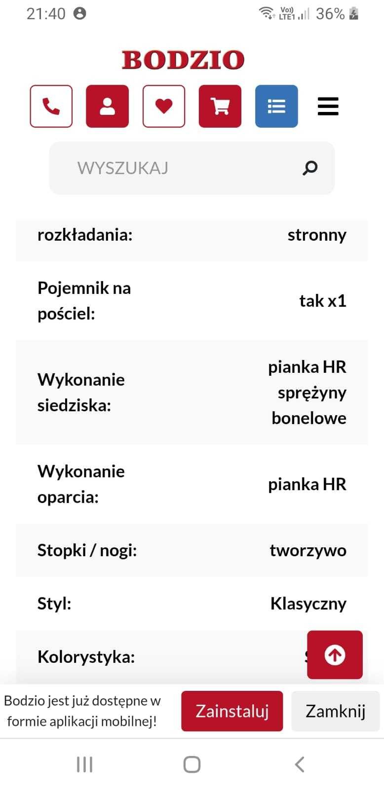 Łóżko jednoosobowe 80x206 cm