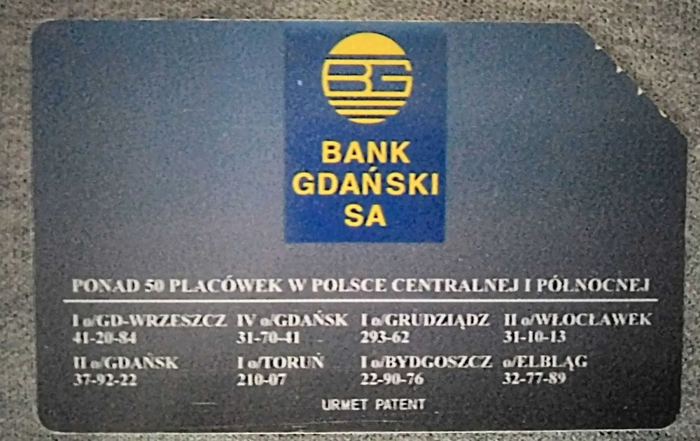 Karta telefoniczna Bank Gdański SA