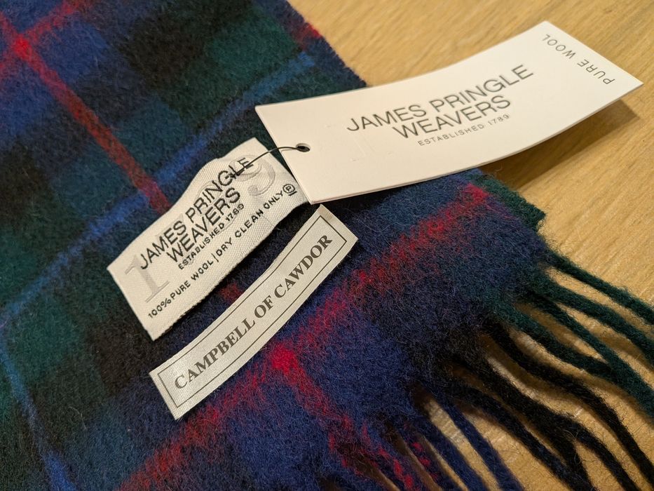 James Pringle szalik NOWY szal wełniany krata puree wool damski męski