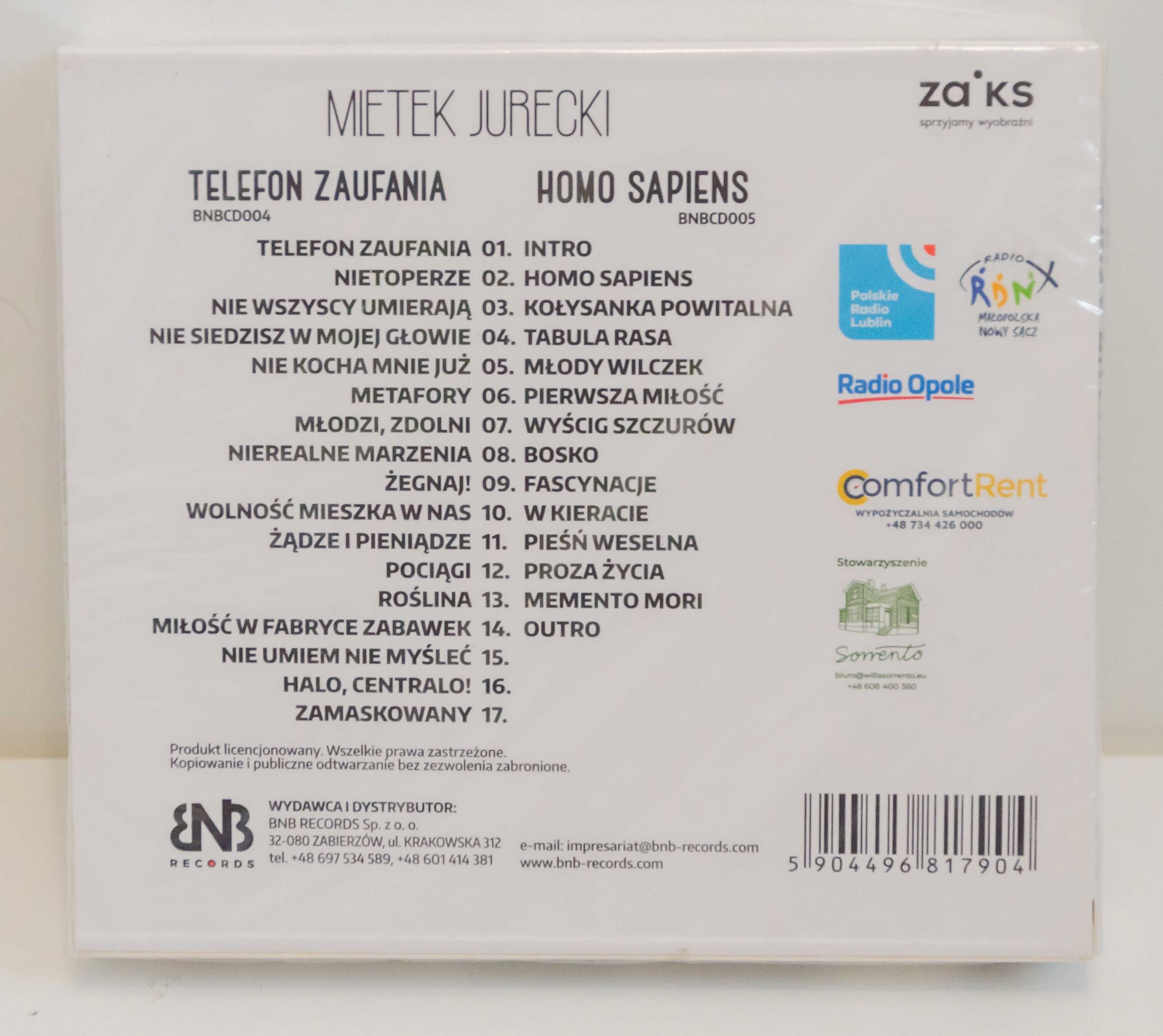 Płyta CD Mietek Jurecki Telefon zaufania + Homo sapiens