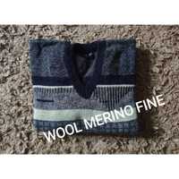 Nowy męski sweter w serek wełna merino wool merino fine Sonmez Triko