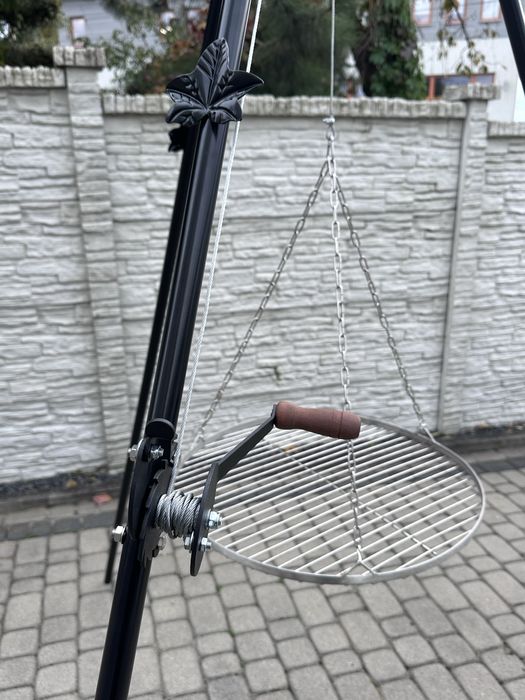 GRILL ogrodowy trójnóg solidny ruszt nierdzewny