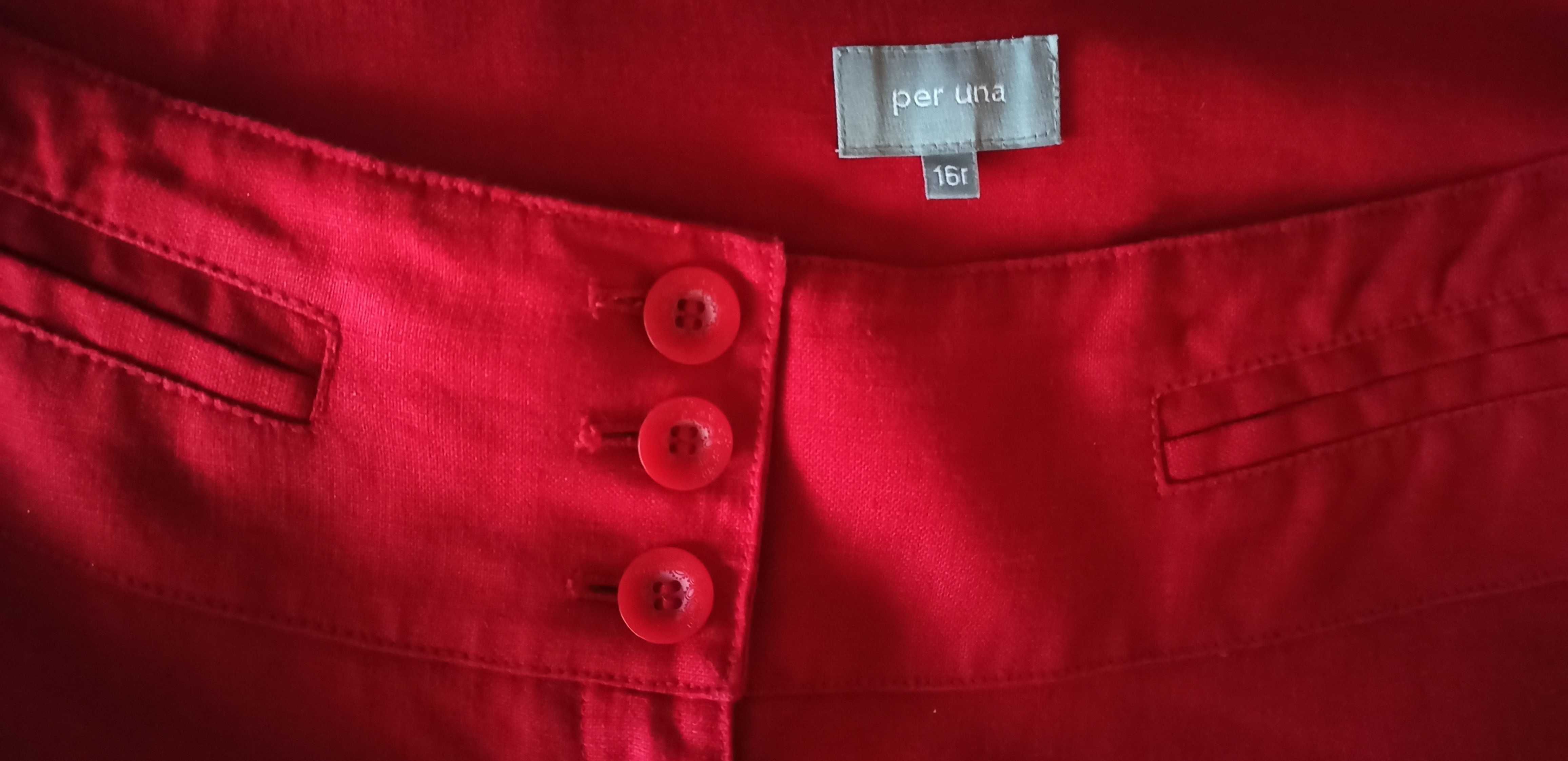 Lniane czerwone burgundowe spodnie Marks & Spencer