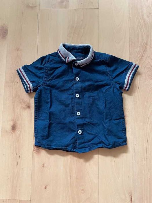 Granatowa koszula z krótkim rękawem Next 74cm