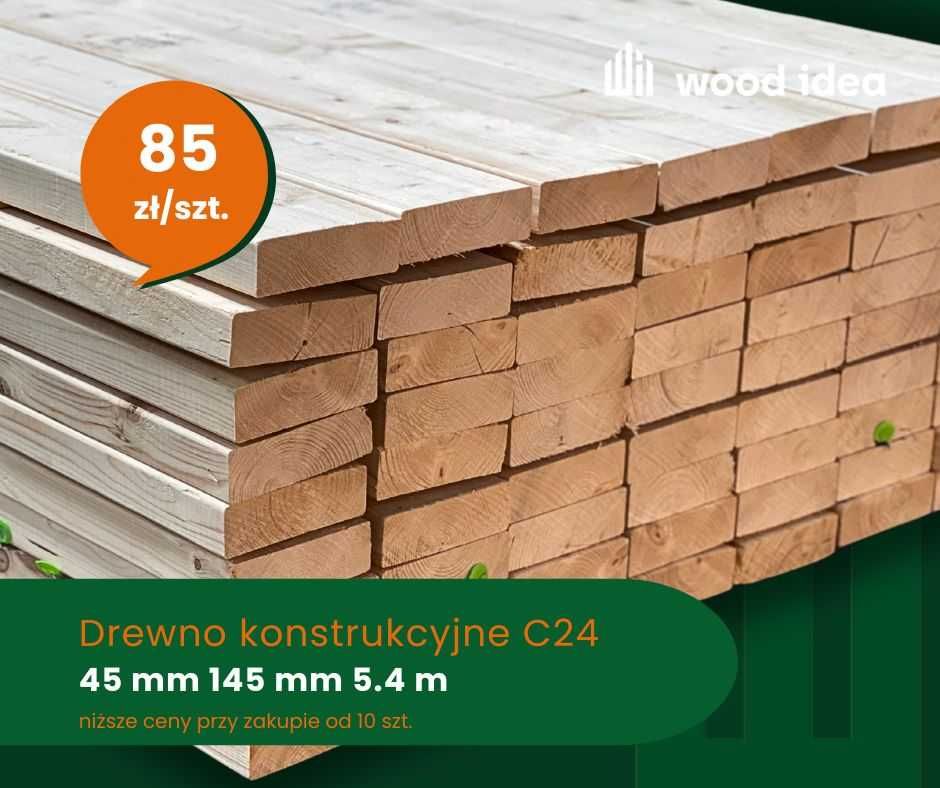 Drewno konstrukcyjne C24 | 4.5 x 14.5 x 540 cm | kantówka | krokwie