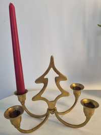 Новорічний латунний вінтажний підсвічник, на 4 свічки