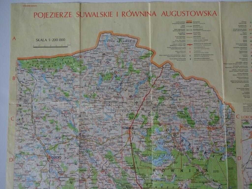 Pojezierze Suwalskie I Równina Augustowska Mapa Turystyczna 1985 Rok