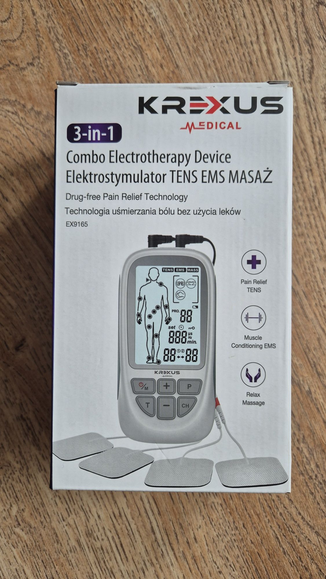 Elektrostymulator mięśni nerwów TENS EMS MASAŻ 73 programy Krexus