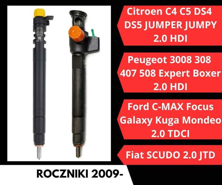Wtryskiwacze Ford 2.0 TDCI Citroen Peugeot Fiat HDI roczniki 2009-