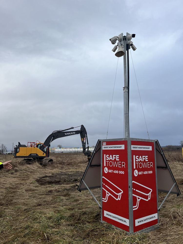 Mobilna wieża monitoring budowy kamery safetower budowa ochrona