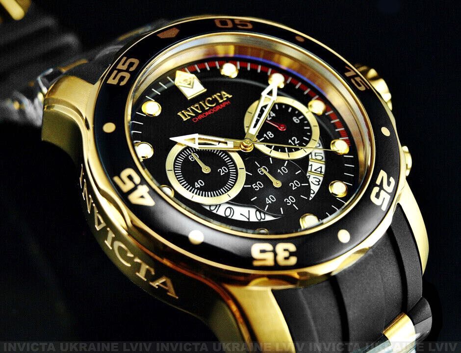 Мужские часы Invicta 6981 Pro Diver 48 mm Black Gold Chronograph 100MT