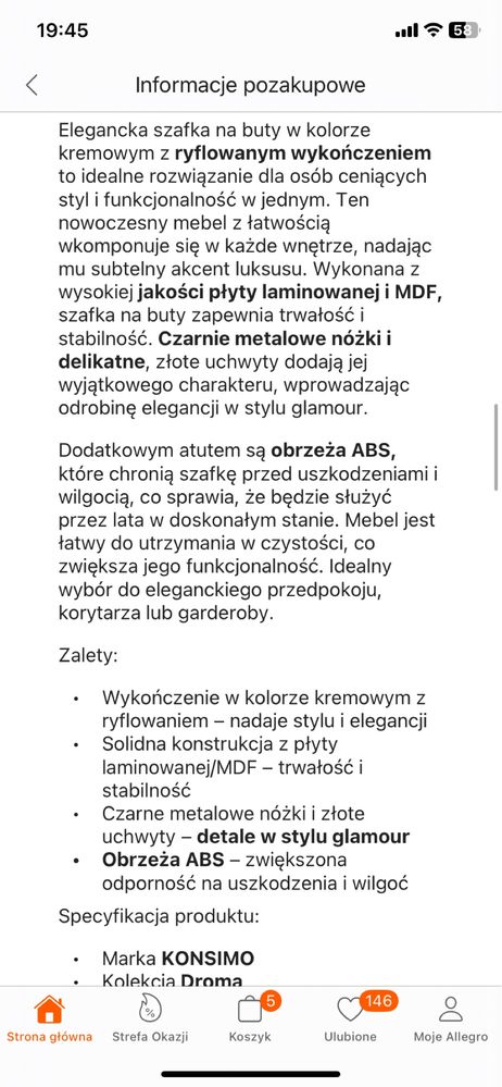 Szafka na buty Konsino