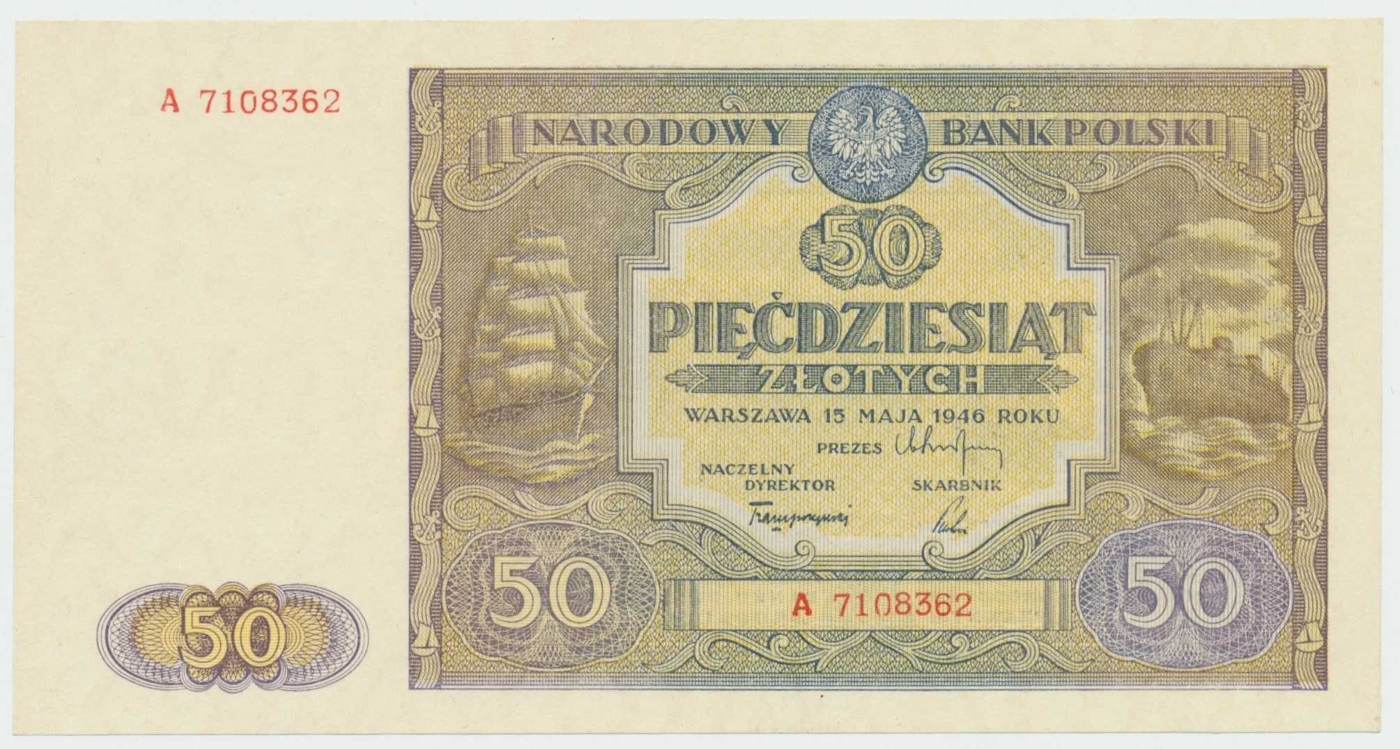 50 złotych 1946 UNC /1 Seria Pierwsza A