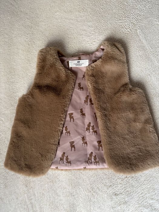 REZERWACJA H&M 110/116 Futerko kamizelka z futerkiem brązowa