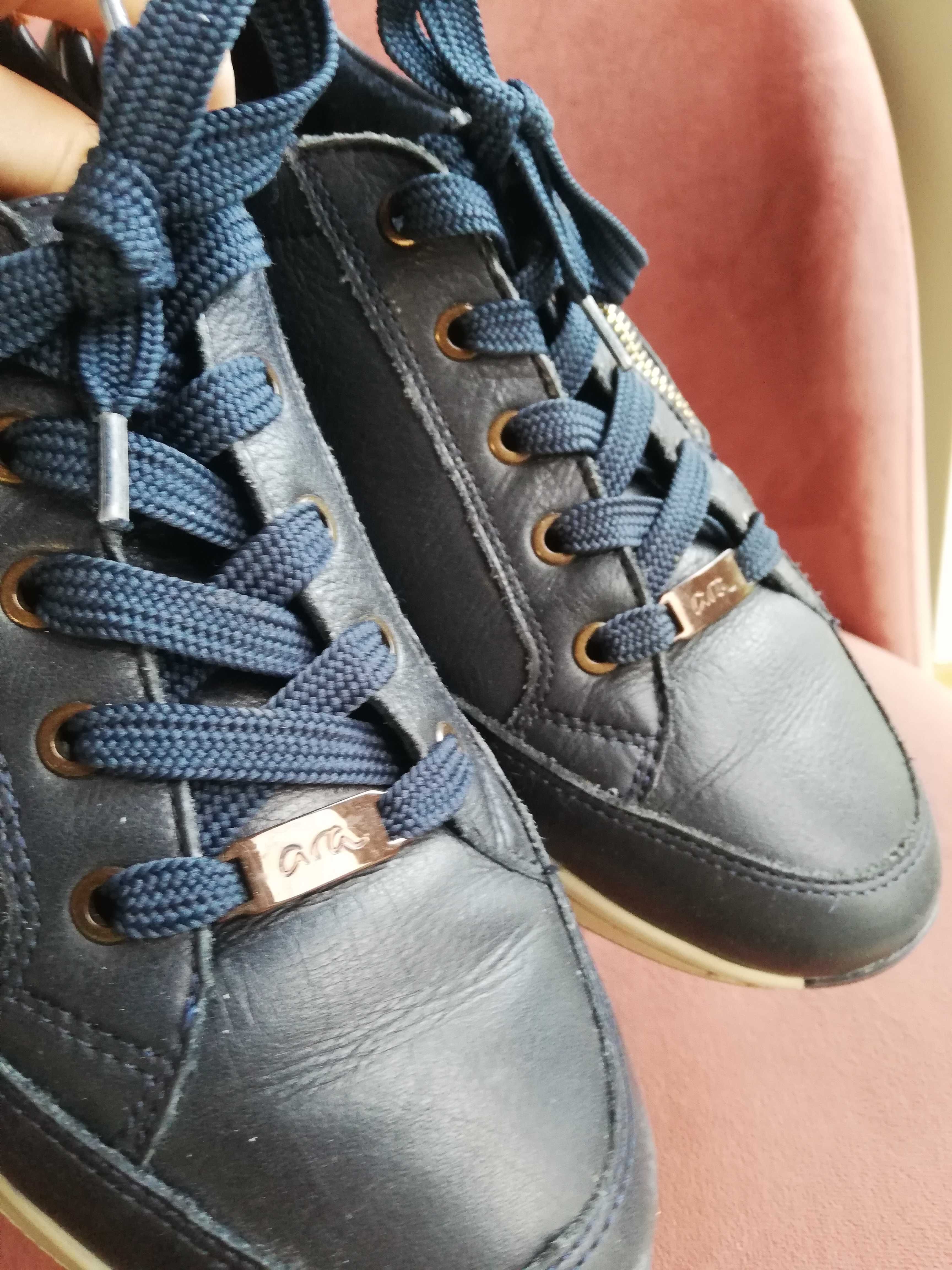 Ara High Soft skórzane granatowe adidasy r. 8 1/2  41