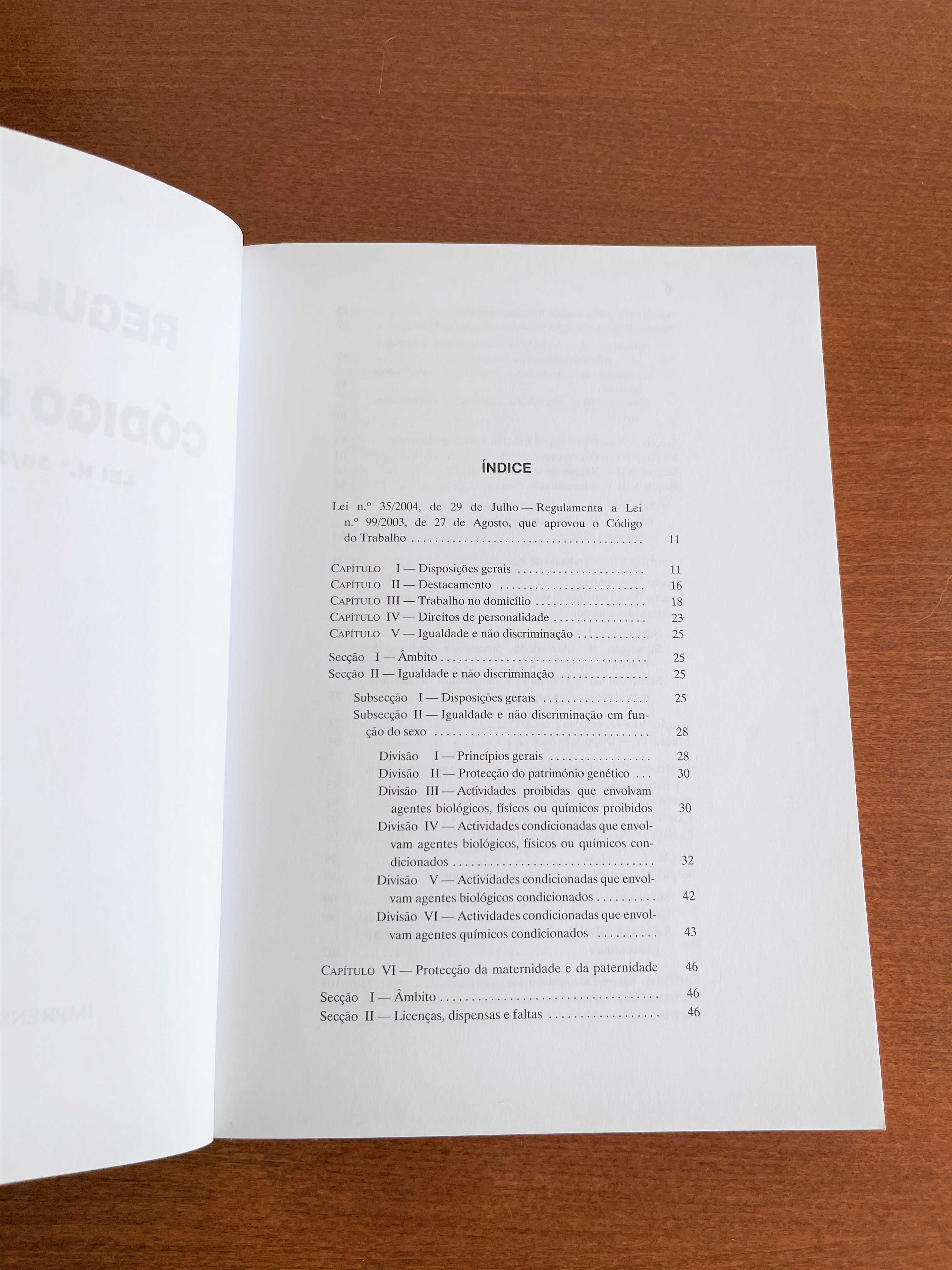 Regulamentação do Código do Trabalho - Imprensa Nacional