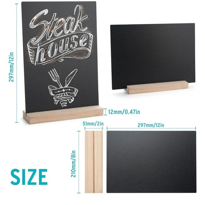 Zestaw 4 tablic kredowych ONUPGO z podstawą, 8 x 12 cal