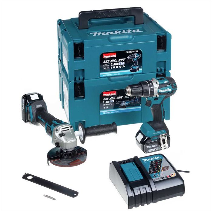 Wkrętarka - szlifierka kątowa - 2x5Ah MAKITA ZESTAW DLX2210TJ1