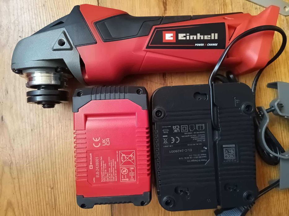Zestaw Szlifierka Einhell 18V 115mm + Akumulator 4,0Ah + Ładowarka 3A