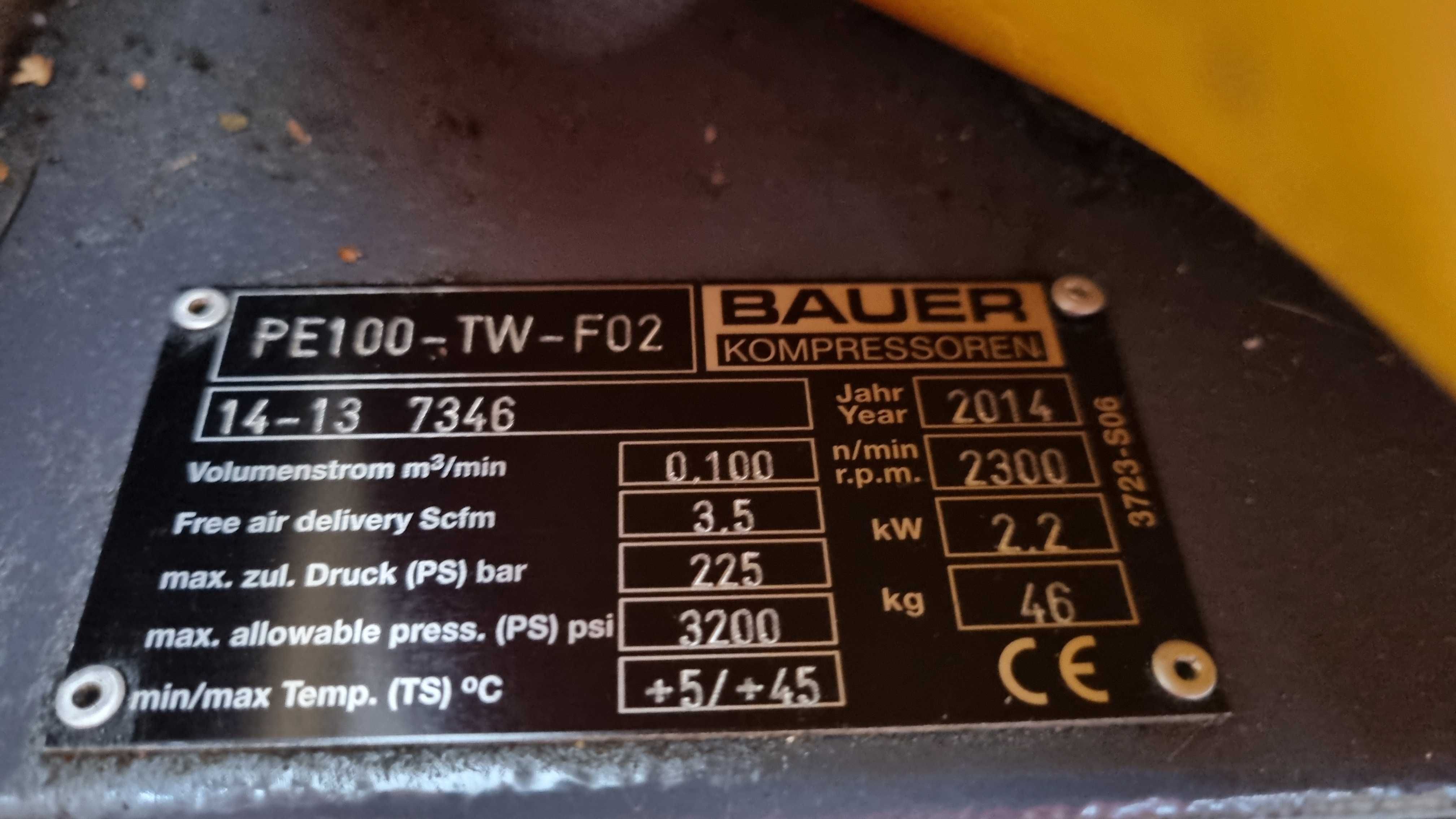 Sprężarka kompresor nurkowanie paintball Bauer Poseidon PE 100 220 bar