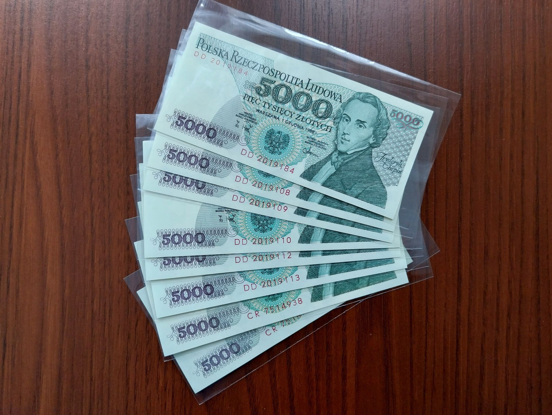Banknot 5000 zł 1988 Chopin PRL UNC